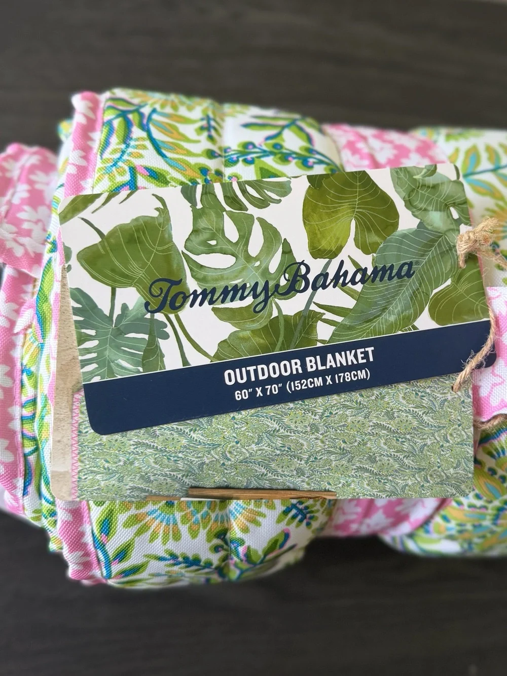 Tommy Bahama Reversible Outdoor picnic Blanket Throw picnic tropical pink green